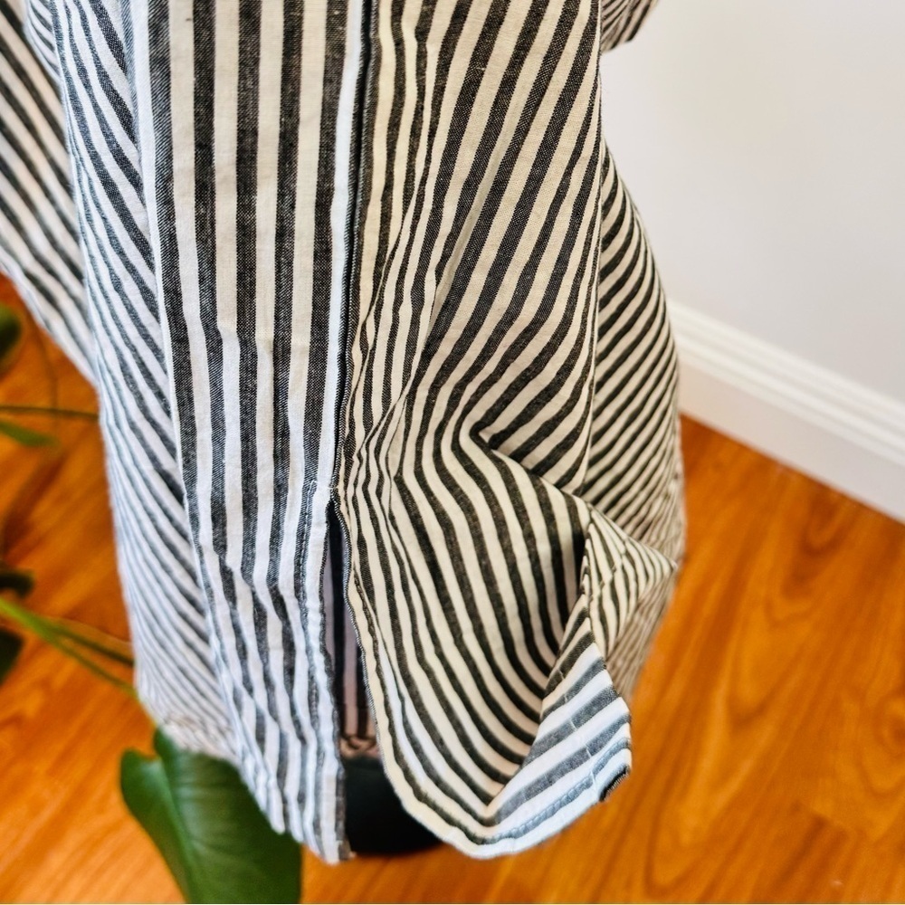 Beautiful 100% cotton striped button-down minimalist shirt dress - Picture 4 of 11